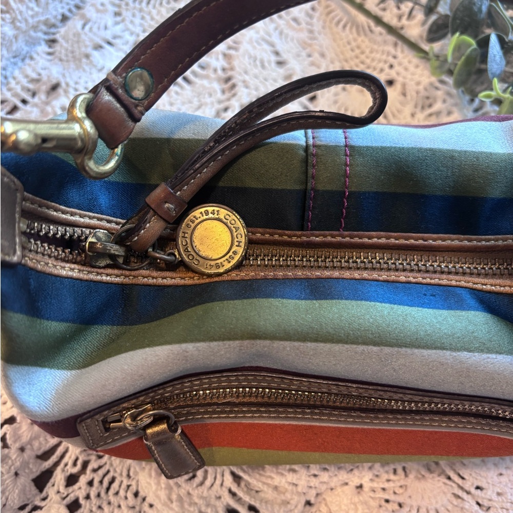 COACH LEGACY STRIPED DOUBLE HEADER KISSLOCK RAINBOW POUCH MINI SHOULDER BAG - Picture 14 of 14